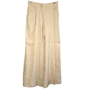 Cabi Linen Blend Cream Wide Leg Pants Size 6